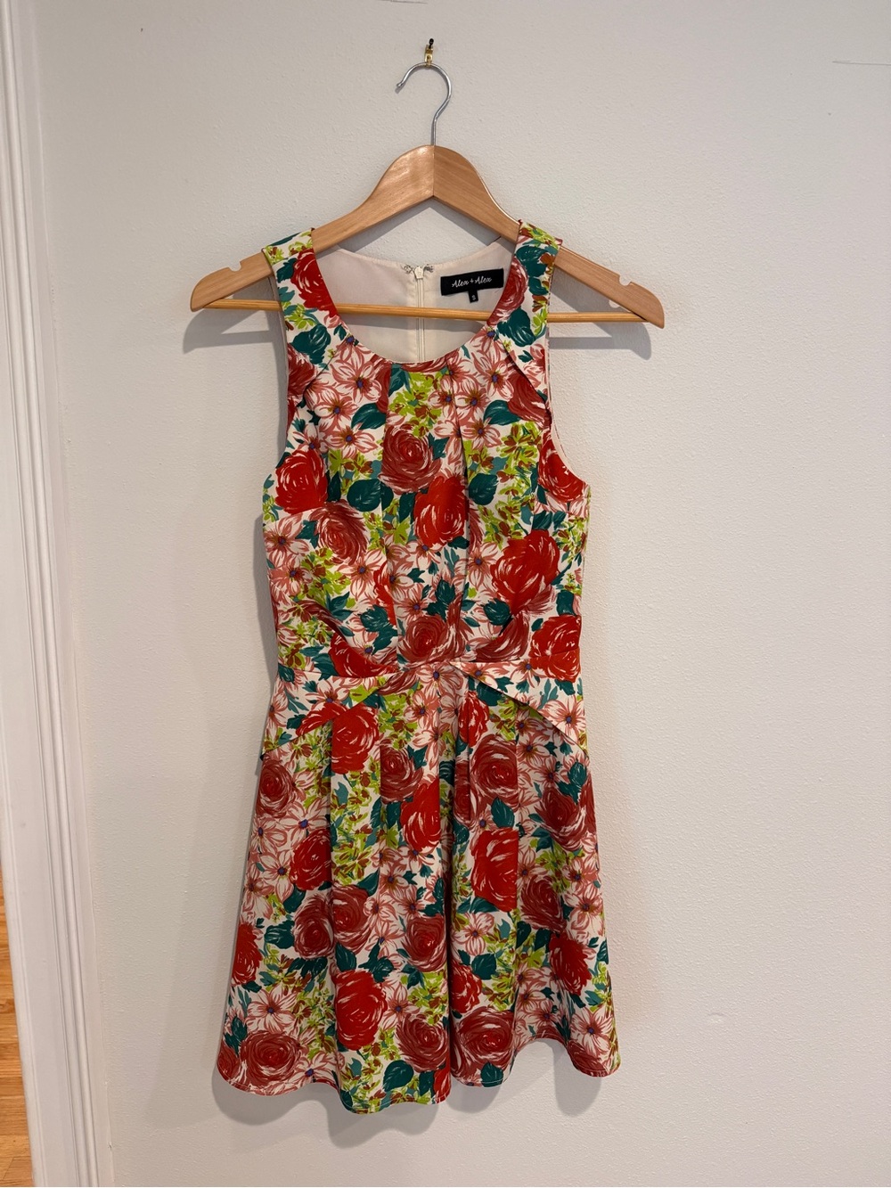 Alice + Alex Red Floral Sleeveless Fit & Flare Mini Dress